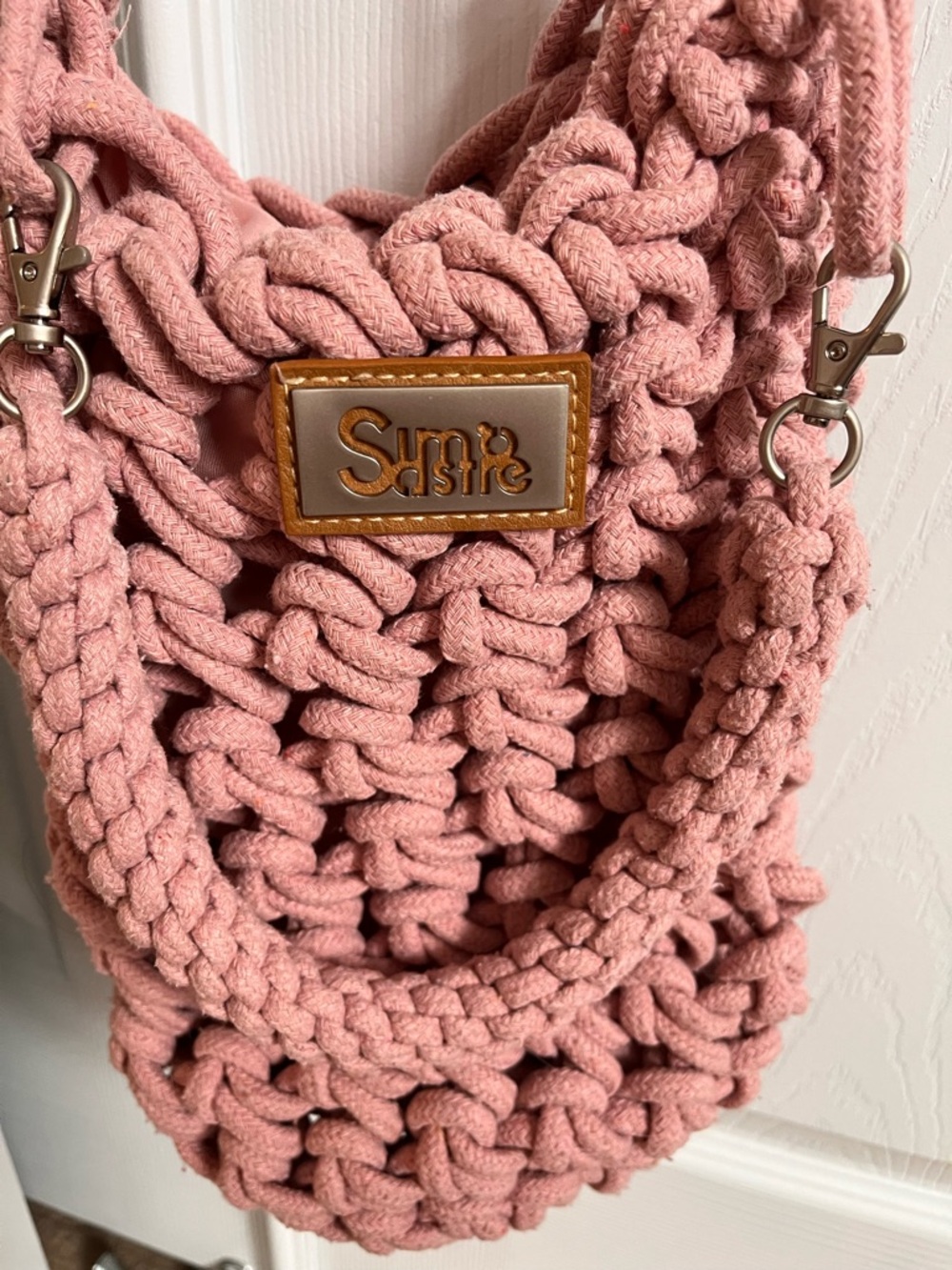 Pink Crochet Shoulder Bag